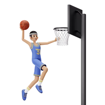 Basketball Player Doing Alley Oop Dunk  3D Illustration