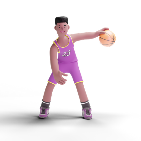 Basketball Player doing dribbling 3D Illustration