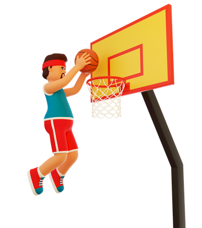 Basketball player doing hand Slam dunk  3D Icon