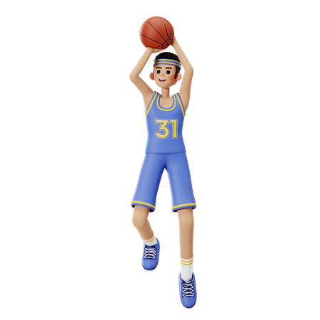 Basketball Player Doing Jump Shoot 3D Illustration