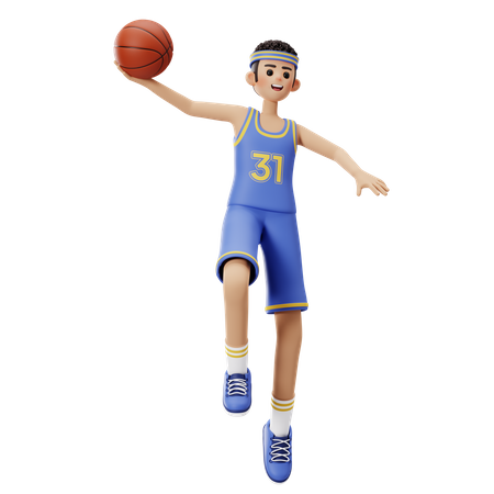 Basketball Player Doing Lay Up  3D Illustration