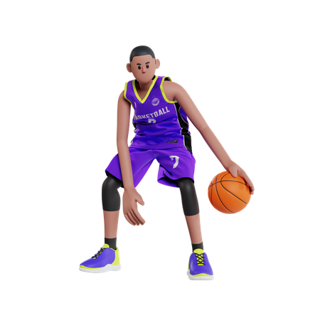 Basketball Player Dribbling  3D Illustration