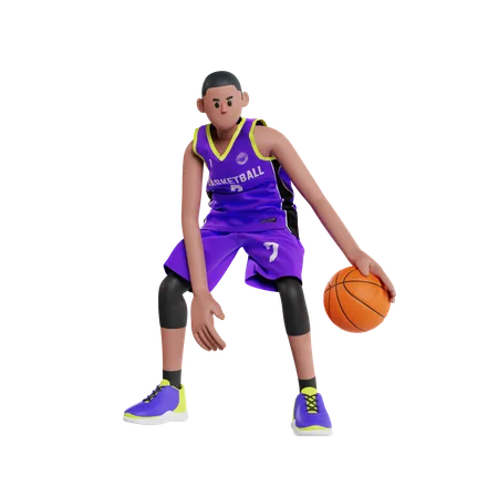 Basketball Player Dribbling  3D Illustration