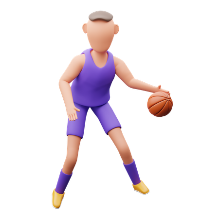 Basketball Player Dribbling Basketball  3D Illustration