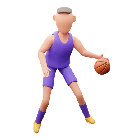 Basketball Player Dribbling Basketball  3D Illustration