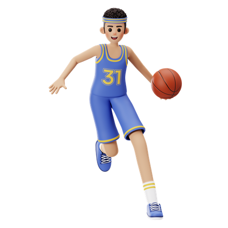 Basketball Player Dribbling 3D Illustration