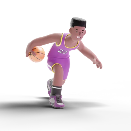 Basketball Player dribbling ball 3D Illustration