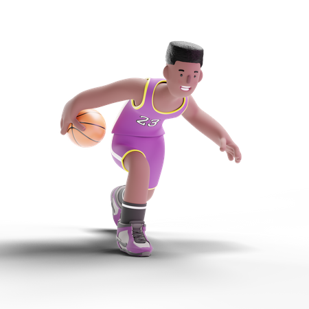 Basketball Player dribbling ball  3D Illustration