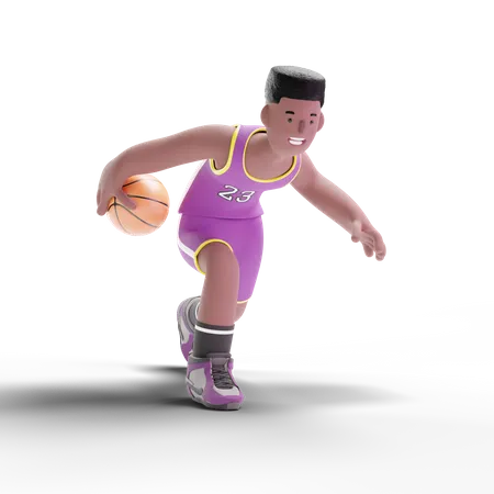 Basketball Player dribbling ball  3D Illustration