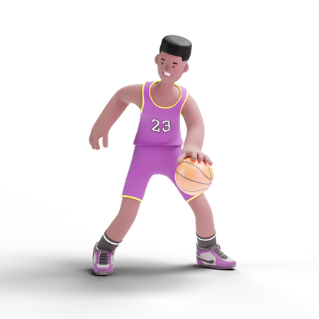 Basketball Player dribbling ball  3D Illustration