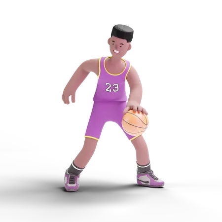 Basketball Player dribbling ball  3D Illustration