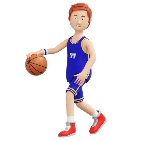 Basketball Player Dribbling Ball 3 D Cartoon Illustration 3D Illustration