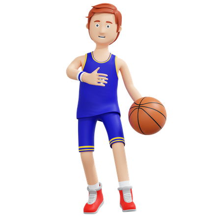 Basketball Player Dribbling Ball  3D Illustration