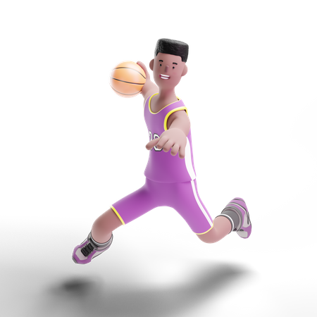 Basketball Player going for scoring goal  3D Illustration