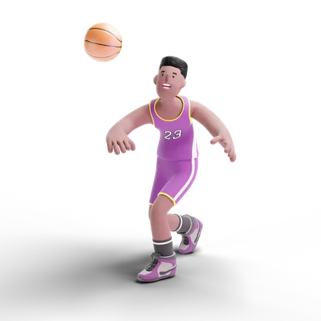 Basketball Player going to catch ball 3D Illustration
