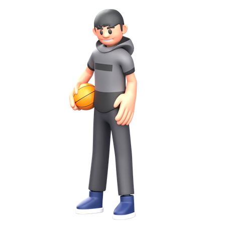 Basketball player holding basketball  3D Illustration