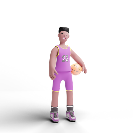 Basketball Player holding ball  3D Illustration