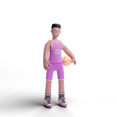 Basketball Player holding ball  3D Illustration