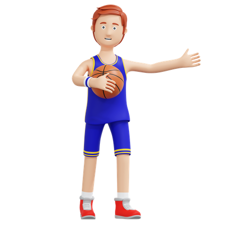 Basketball Player Holding Ball  3D Illustration