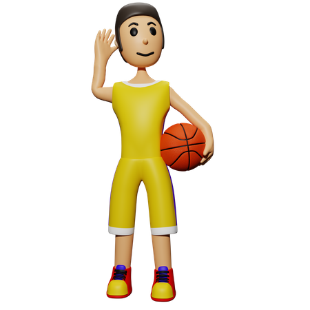 Basketball Player holding ball 3D Illustration