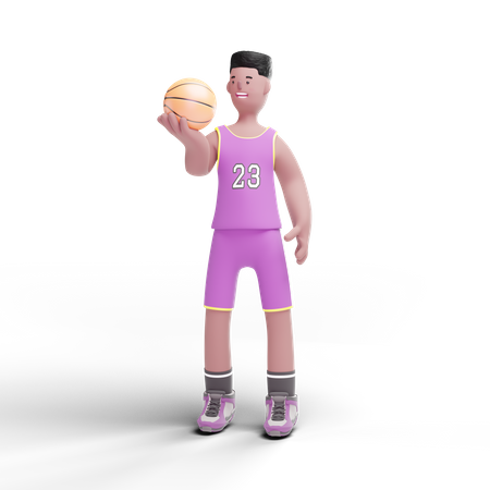 Basketball Player holding ball in hand  3D Illustration