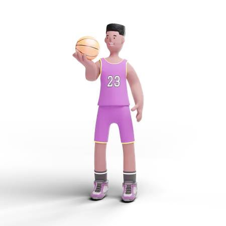 Basketball Player holding ball in hand  3D Illustration