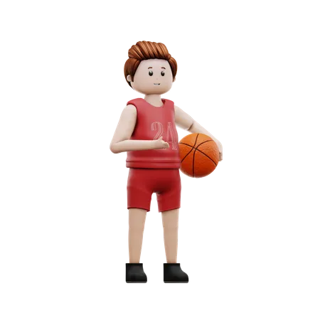 Basketball Player Holding Basketball  3D Illustration