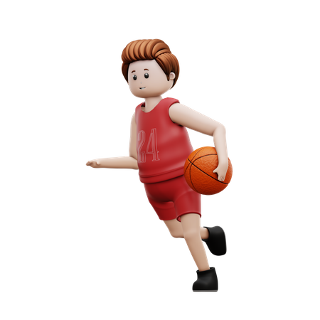 Basketball Player Holding Basketball And Running For Goal  3D Illustration