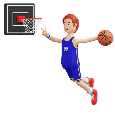 Basketball Player Jump And Slam Dunk  3D Icon