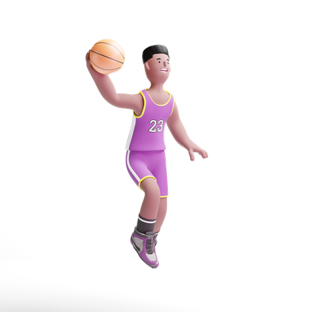Basketball Player jumping 3D Illustration
