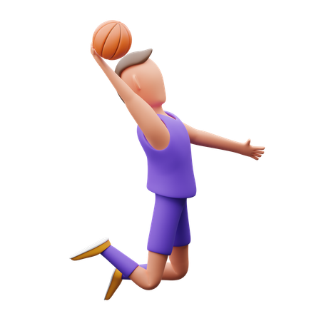 バスケットボール選手のジャンプとシュート  3D Illustration