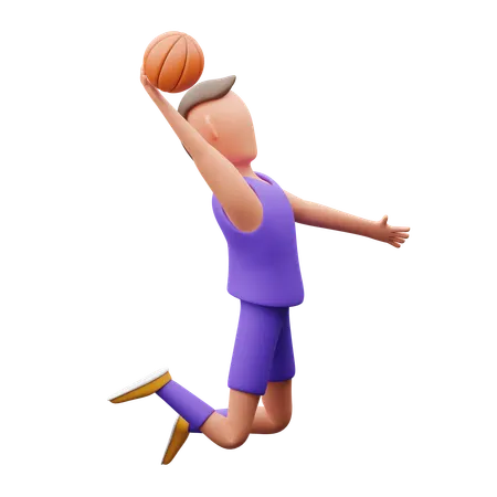 バスケットボール選手のジャンプとシュート  3D Illustration