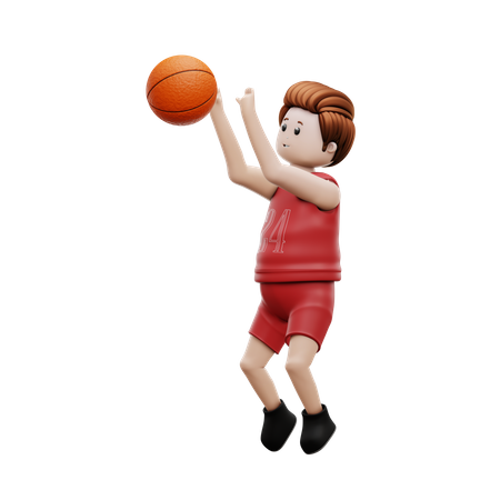 Basketball Player Jumping For Basketball Goal  3D Icon