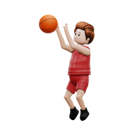 Basketball Player Jumping For Basketball Goal  3D Illustration