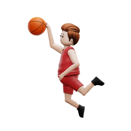 Basketball Player Jumping For Basketball Goal  3D Illustration