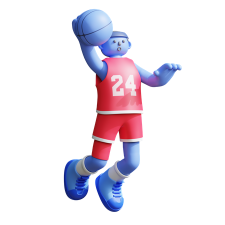 Basketball Player jumping for goal 3D Illustration