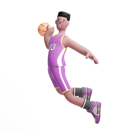Basketball Player jumping in air 3D Illustration