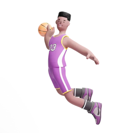 Basketball Player jumping in air  3D Illustration