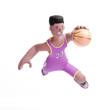 Basketball Player jumping with ball in hand  3D Illustration