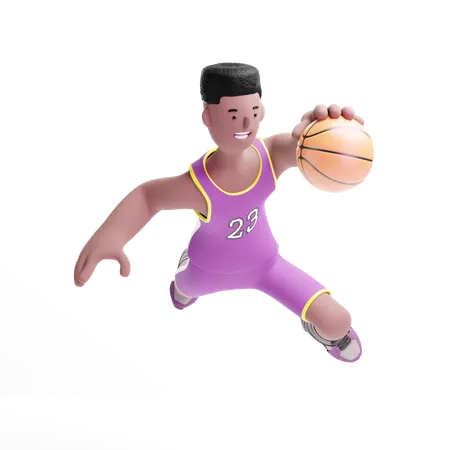 Basketball Player jumping with ball in hand  3D Illustration