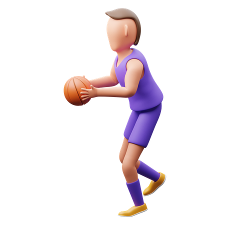 バスケットボール選手がバスケットボールをパスする  3D Illustration
