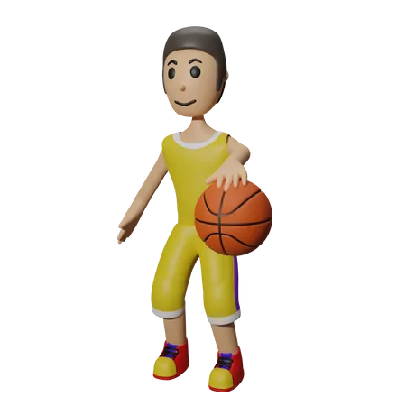 Basketball Player playing in match  3D Illustration