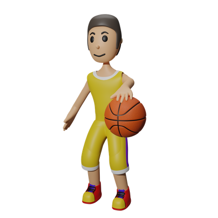 Basketball Player playing in match 3D Illustration