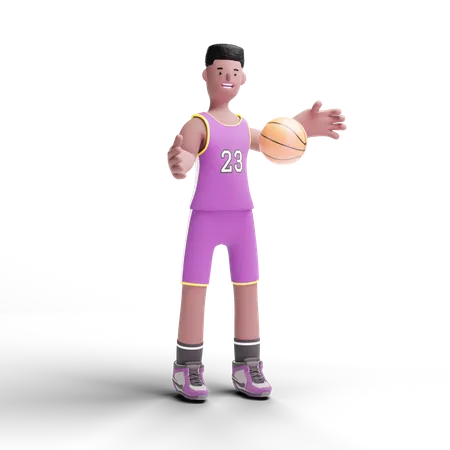 Basketball Player playing with basketball 3D Illustration