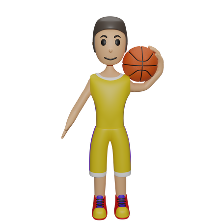 Basketball Player playing with basketball  3D Illustration