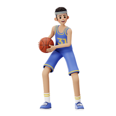 Basketball Player Protect The Ball  3D Illustration