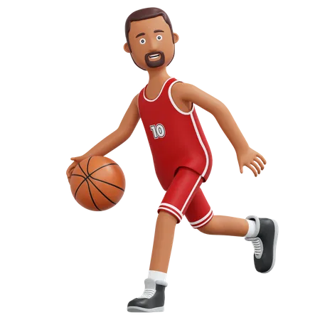 Basketball Player Running And Holding Ball 3 D Cartoon Illustration 3D Illustration