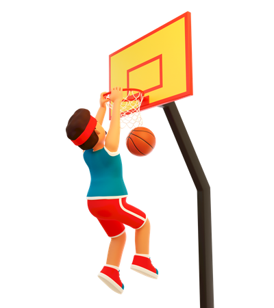 Basketball player scored a goal 3D Illustration