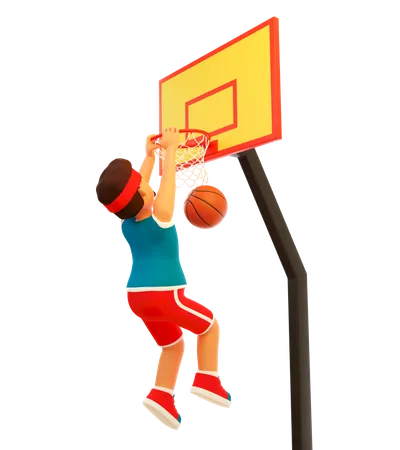 Basketball player scored a goal 3D Illustration