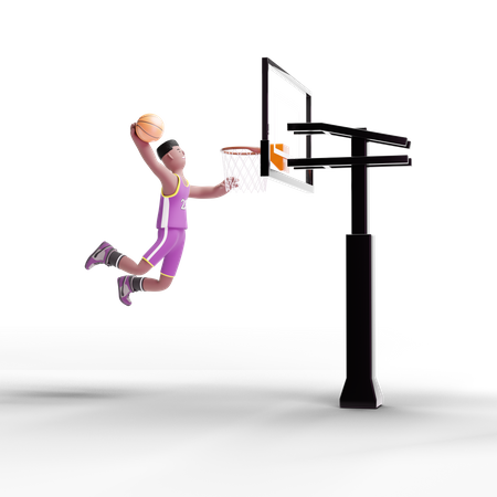 Basketball Player scoring goal 3D Illustration
